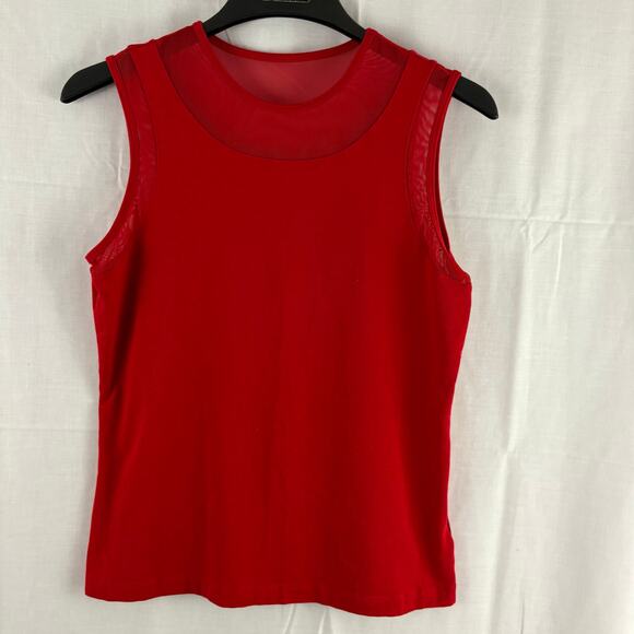 Anatomie Red Mesh Net Accent Tank Top Size Medium Pima Cotton Stretch - Picture 1 of 5